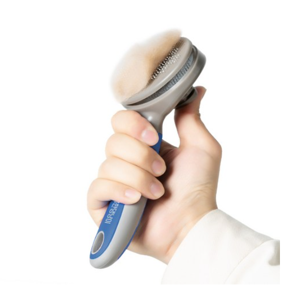 행복한댕냥이 반려동물 원터치 케어 브러쉬 10 x 18.5 cm, 블루, 1개