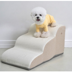 슈퍼펫 강아지계단 논슬립 슬개골보호 미끄럼방지 3단 커브 스텝, 베이지, 1개