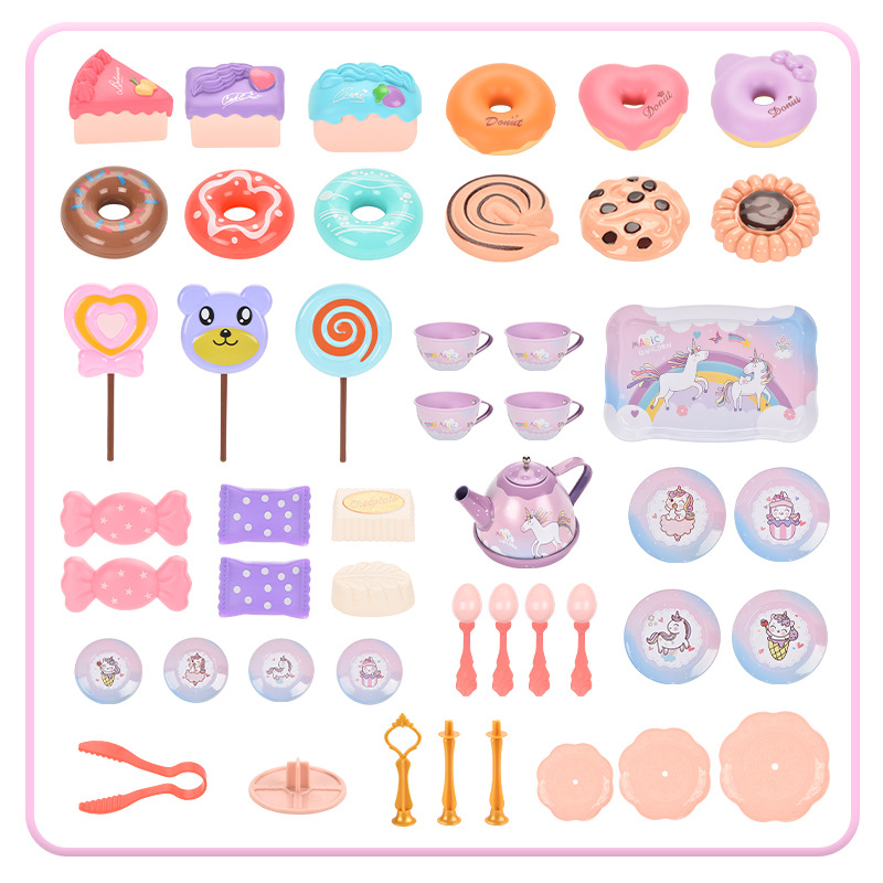 애프터눈 티파티 소꿉놀이 세트 디저트 주방 역할놀이 장난감 48pcs
